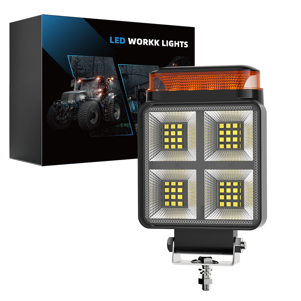 Four-Panel Forklift Work Light with Amber Bar