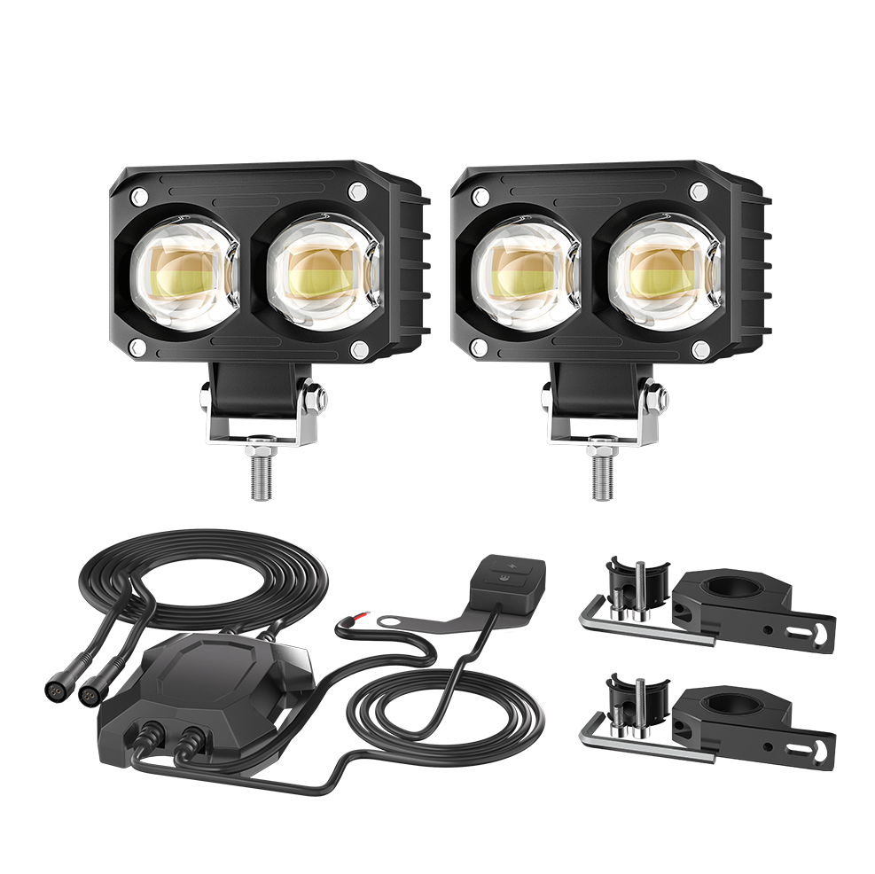 3-Inch Dual-Reflector Motorcycle Light Kit