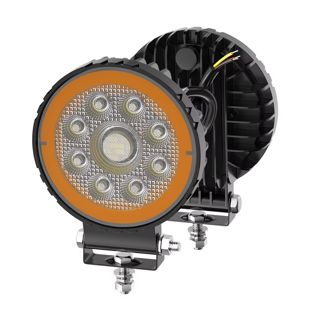 20-Cell Round Amber-Ring Flood LED Work Light
