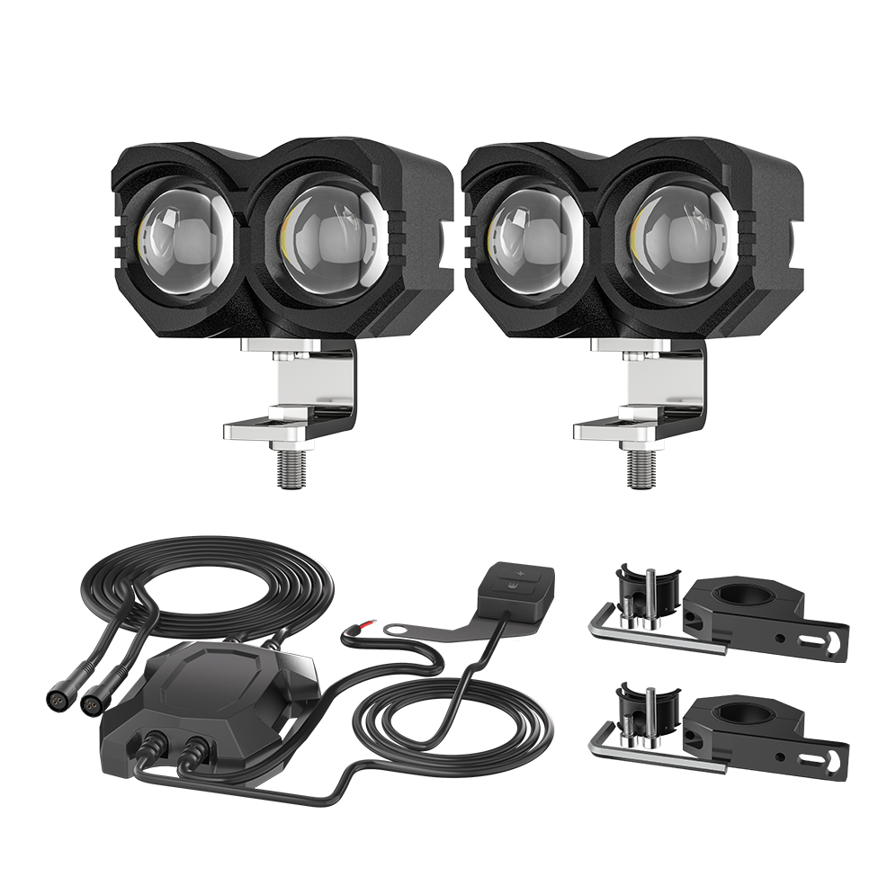 3-Inch Dual-Optic Motorcycle Auxiliary Light Kit