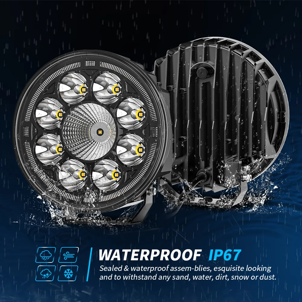 7-Inch Round Center-Projector LED Driving Light with DRL