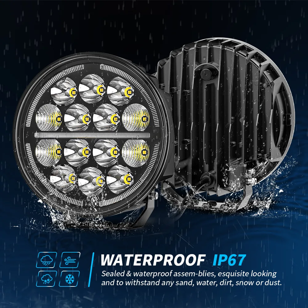 7-Inch Round Multi-Reflector LED Driving Light with DRL