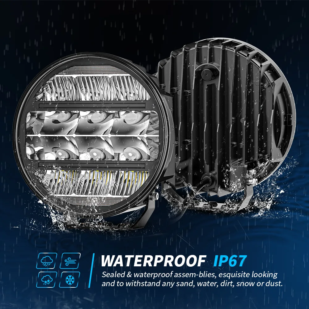 7-Inch Rounded-Rectangle LED Driving Light with DRL