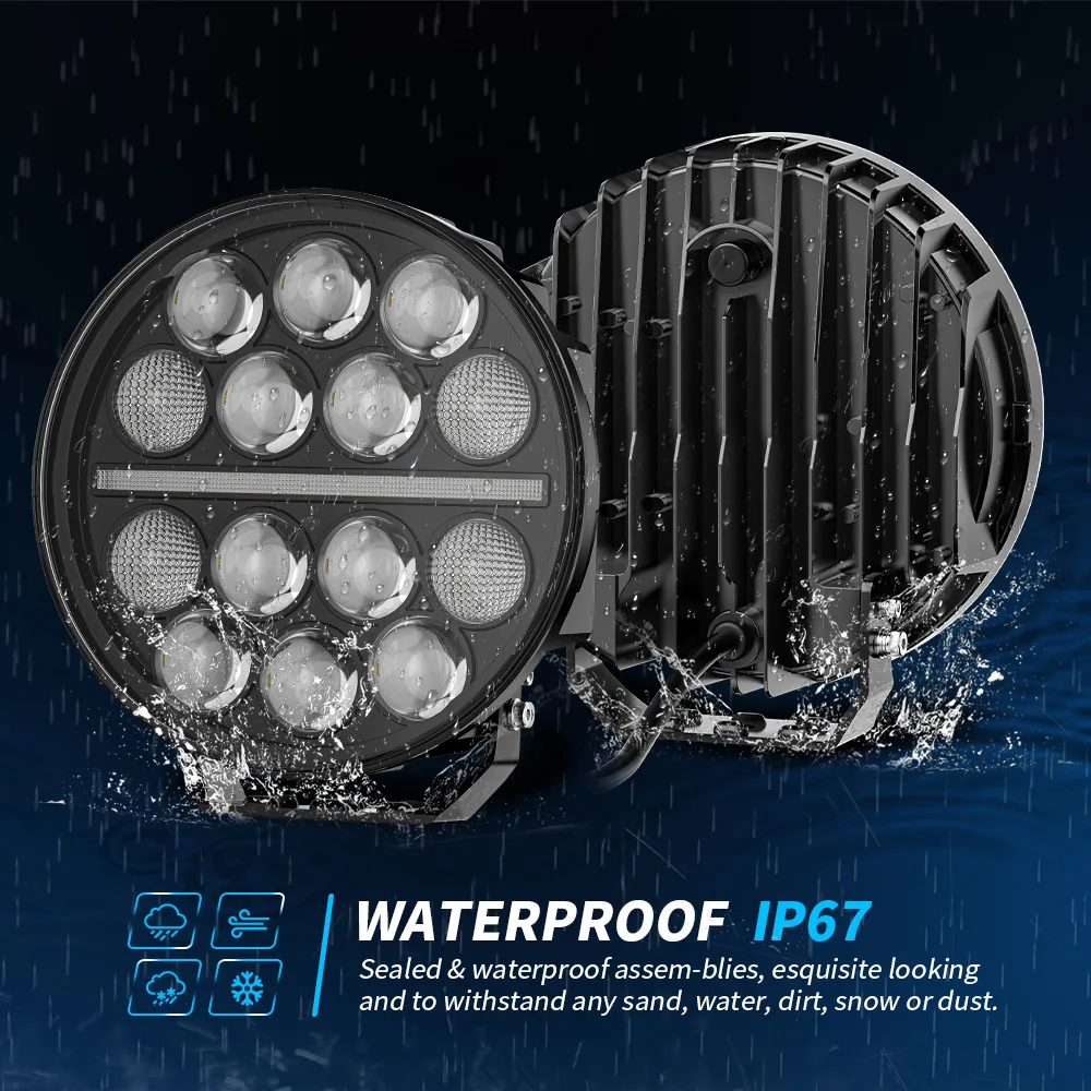 9-Inch Round Dual-Row LED Driving Light with DRL