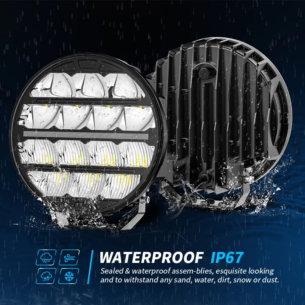 9-Inch Round Linear-Optic LED Driving Light with DRL