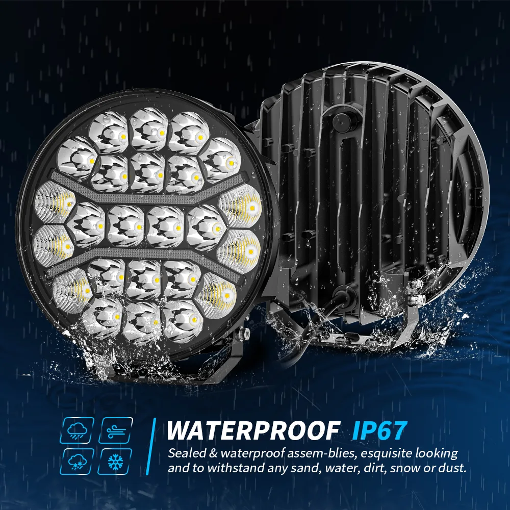 9-Inch Round Stacked-Reflector LED Driving Light with DRL