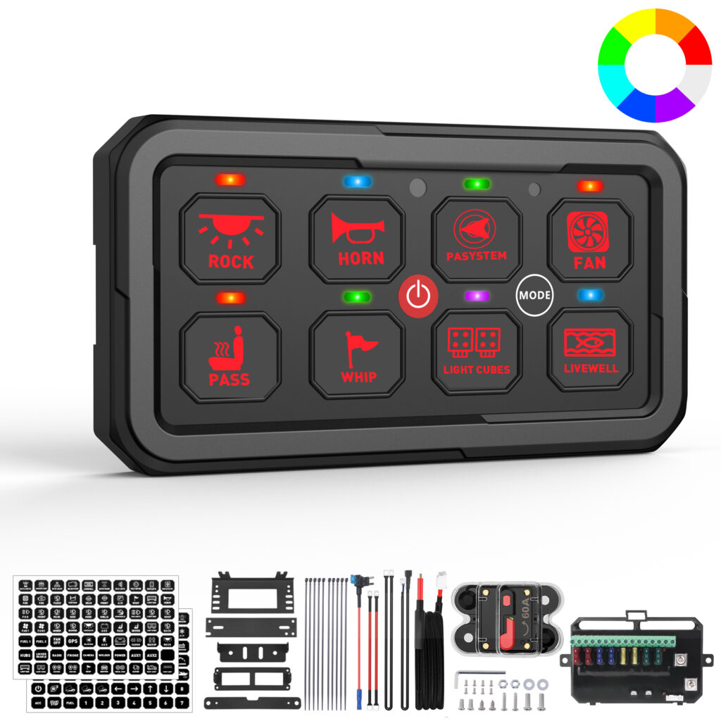 8-Gang 60A RGB Switch Panel – PD05-RGB-8