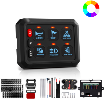 6-Gang 60A RGB Switch Panel – P1S-RGB-6