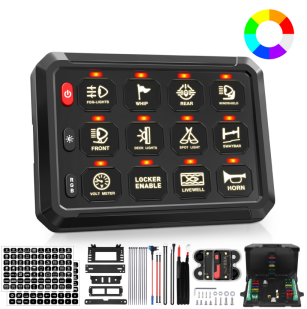 12-Gang 80A RGB Switch Panel – P1S-RGB-12