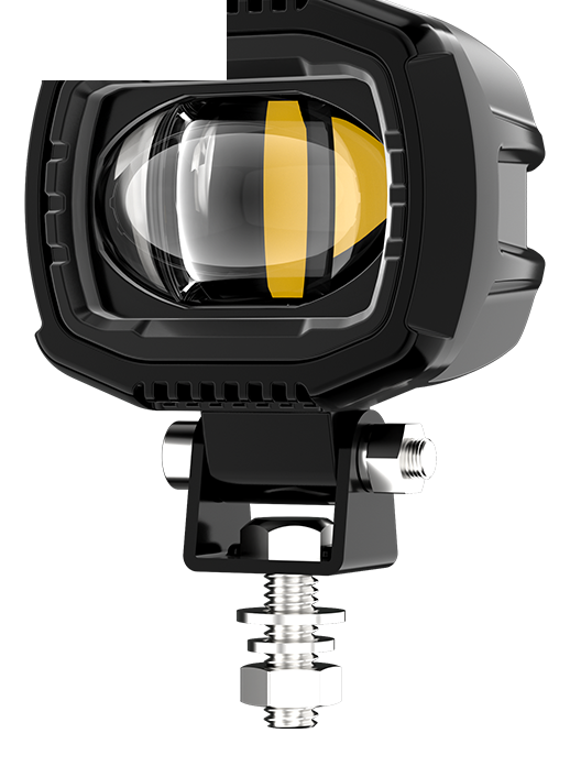 DXZ product image of the BX3-F1-A single-projector housing and mounting bracket.